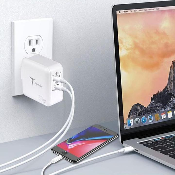 Produktbild T-Phox Ladegerät MEGA T-PP09 GAN PD 65W USB/USB-C WEISS (65 W, 2 Ports)