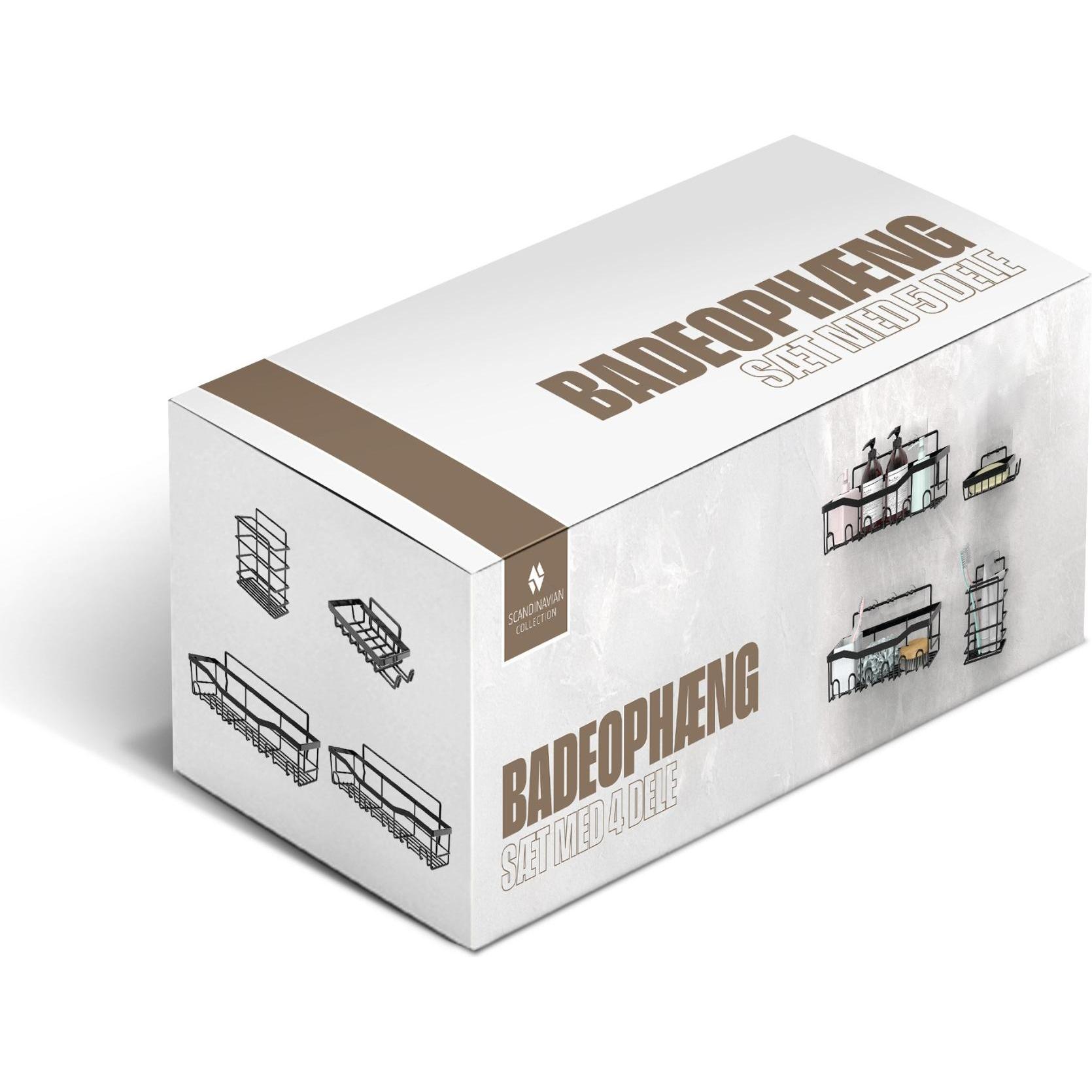 Scandinavian Collection Nero Mensola Doccia, - Bathroom Hanging Set - Black