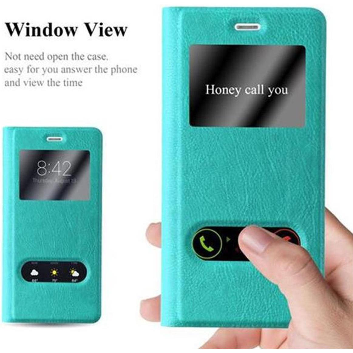 Thumbnail - Cadorabo Book mit View Doppelfenster Cover (Huawei P9 Lite), Smartphone Hülle, Türkis