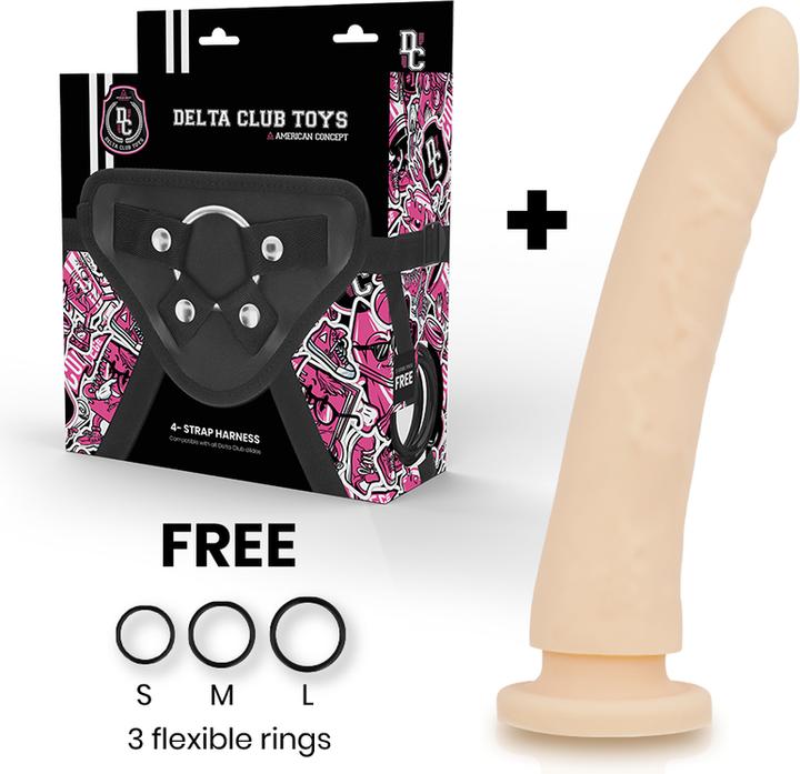 Produktbild Delta Club TOYS HARNESS + DONG FLESH SILIKON 23 CM -O- 4.5 CM