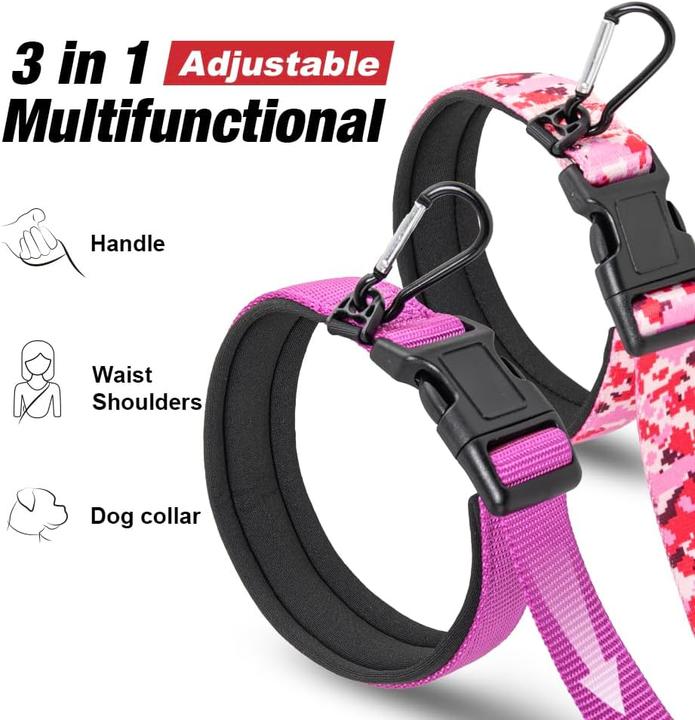 Hundeleine 2,7 Meter - Verstellbare Freihandleine Für Große Hunde Mit Reflektor