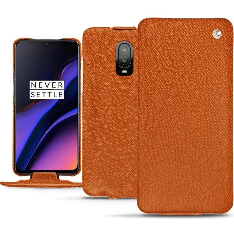 Thumbnail - Noreve Lederschutzhülle vertikal (OnePlus 6T), Smartphone Hülle, Orange