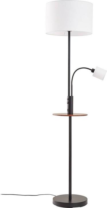 Actual product image Lindby Aovan floor lamp with shelf and USB, black (E14, E27)