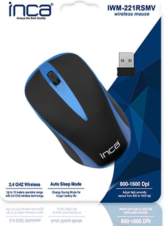 Productafbeelding Inca Muis IWM-221RSMV Nano USB, Draadloos, 1000 DPI, BL/SW (Draadloze)