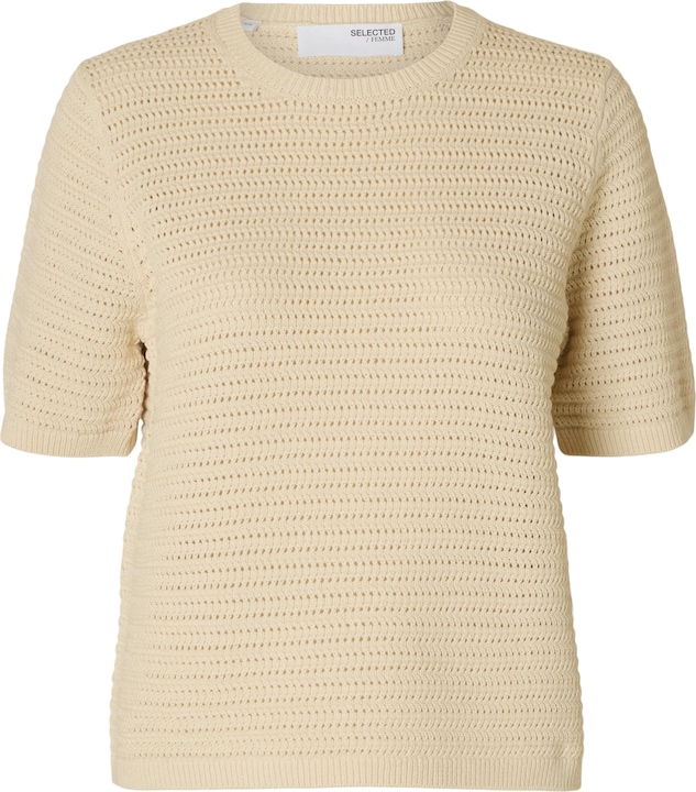 Selected Femme Slfvinna Ss Structure Knit O-Neck Noos