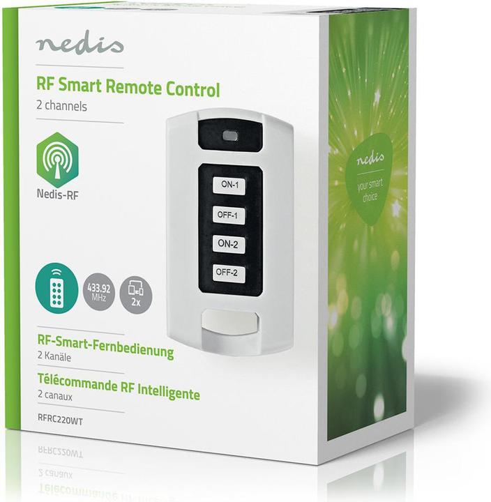 Immagine prodotto Nedis Telecomando RF a 2 canali - Bianco (Telecomando universale, Radio frequenza (RF))