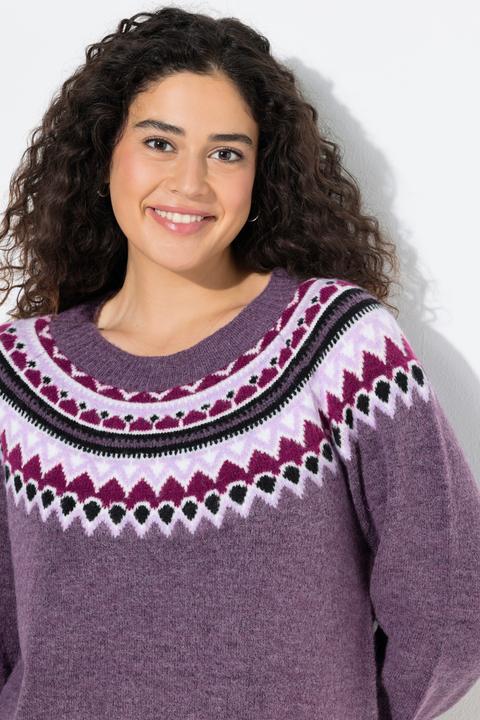 Produktbild Ulla Popken Norweger-Pullover, Rundhals, Raglan-Langarm (56)