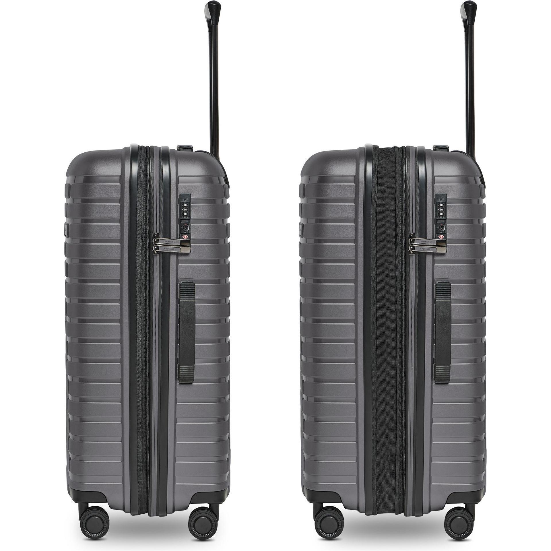 Thumbnail - Pactastic, Koffer, Collection 04 THE MEDIUM + 4 Rollen Trolley M 66 cm mit Dehnfalte, Grau, (67 l, M (50 - 90l))