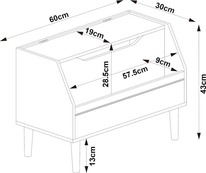 Produktbild En.Casa Spielzeugkiste Aavanrar 60x30x43 cm Weiss