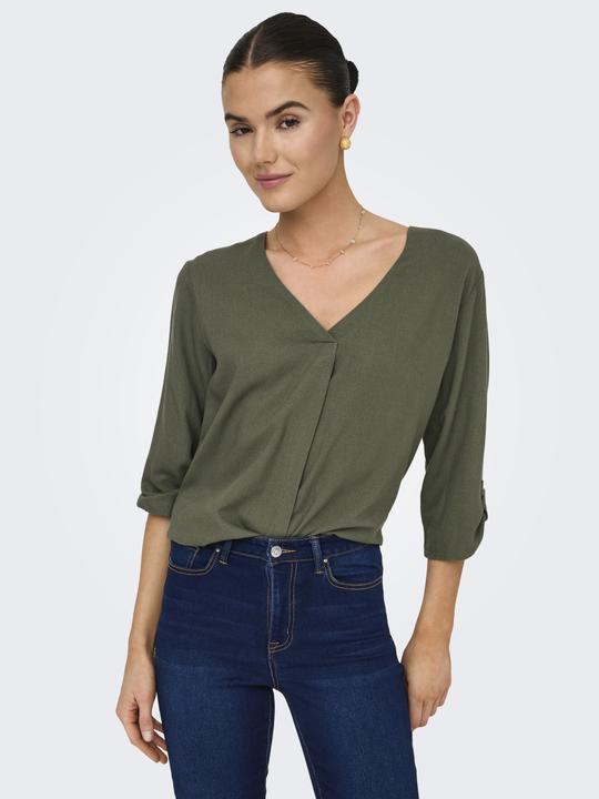 Produktbild JdY Normal geschnitten V-Ausschnitt Umgeschlagene Ärmelbündchen Top Top (S)