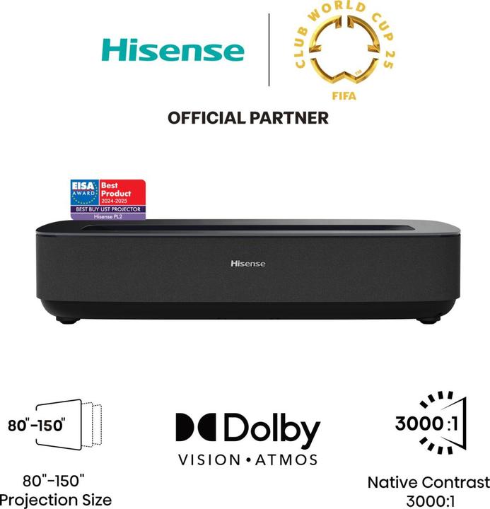 Produktbild Hisense Laser TV PL2 80"-150" (4K, 2700 lm, 0.22	:1)