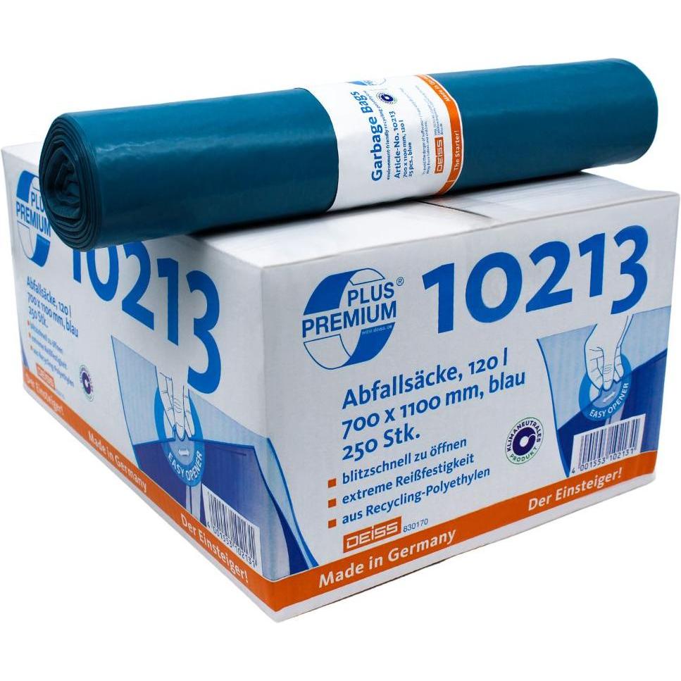 Deiss Abfallsäcke PREMIUM PLUS, 120 l, Abfallsack, Blau