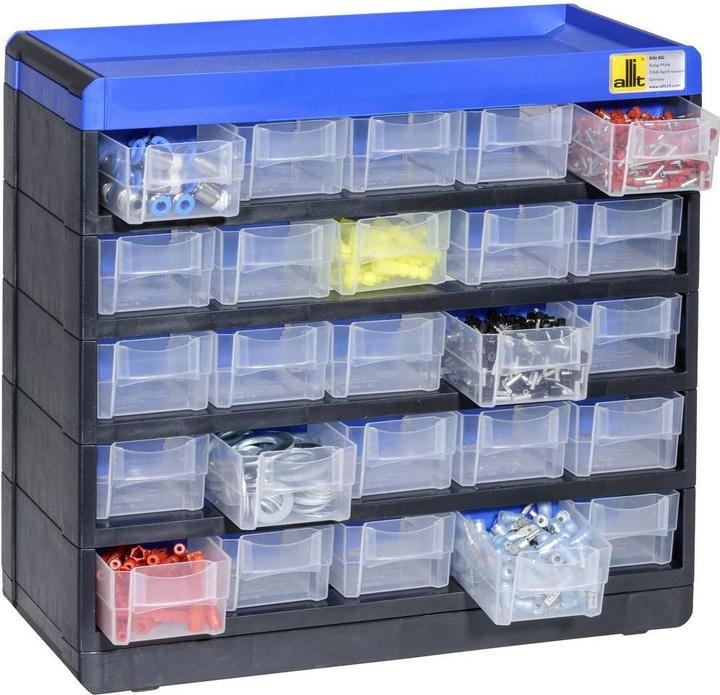 Produktbild eurokraft pro Kleinteilemagazin VARIOPLUS PRO, HxBxT 285x300x135, 25 Schubladen, 25 Trennstege (13.50 cm, 28.50 cm)