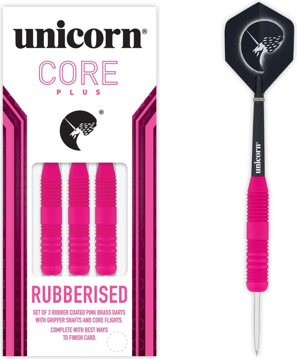 Produktbild Unicorn Core Plus Rubberised Pink Steel Darts 1 Satz (26 g)