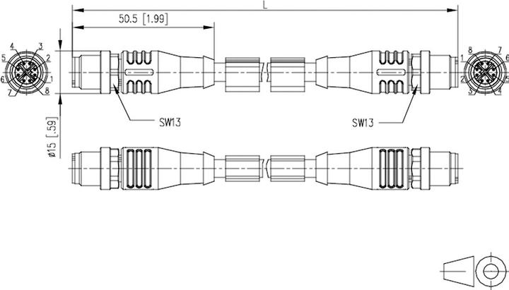 Actual product image Metz Connect Connection cable M12 ST-M12 ST, 8-pin X-coded (S/FTP, CAT6a, 5 m)