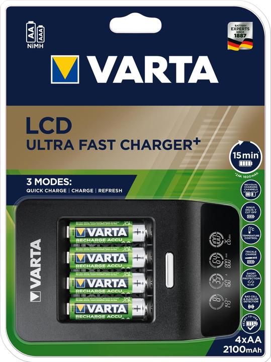 Image du produit Varta Chargeur LCD ultra rapide+. (1 pcs, AA, 2100 mAh, Piles rechargeables + chargeur)