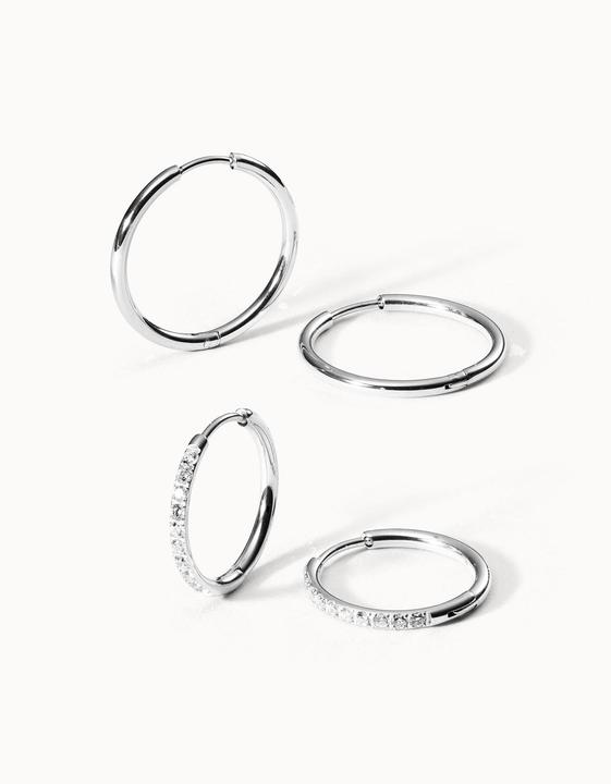 Immagine prodotto Purelei Set di orecchini glitterati argento (Acciaio inossidabile)