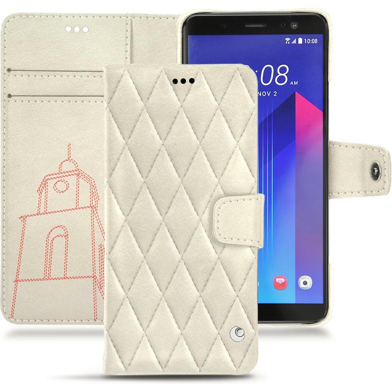 Noreve Lederschutzhülle Wallet (HTC U11+), Smartphone Hülle, Weiss