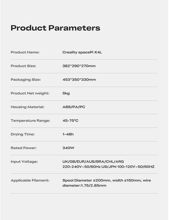 Actual product image Creality Filament Trockenbox SpacePi X4 l