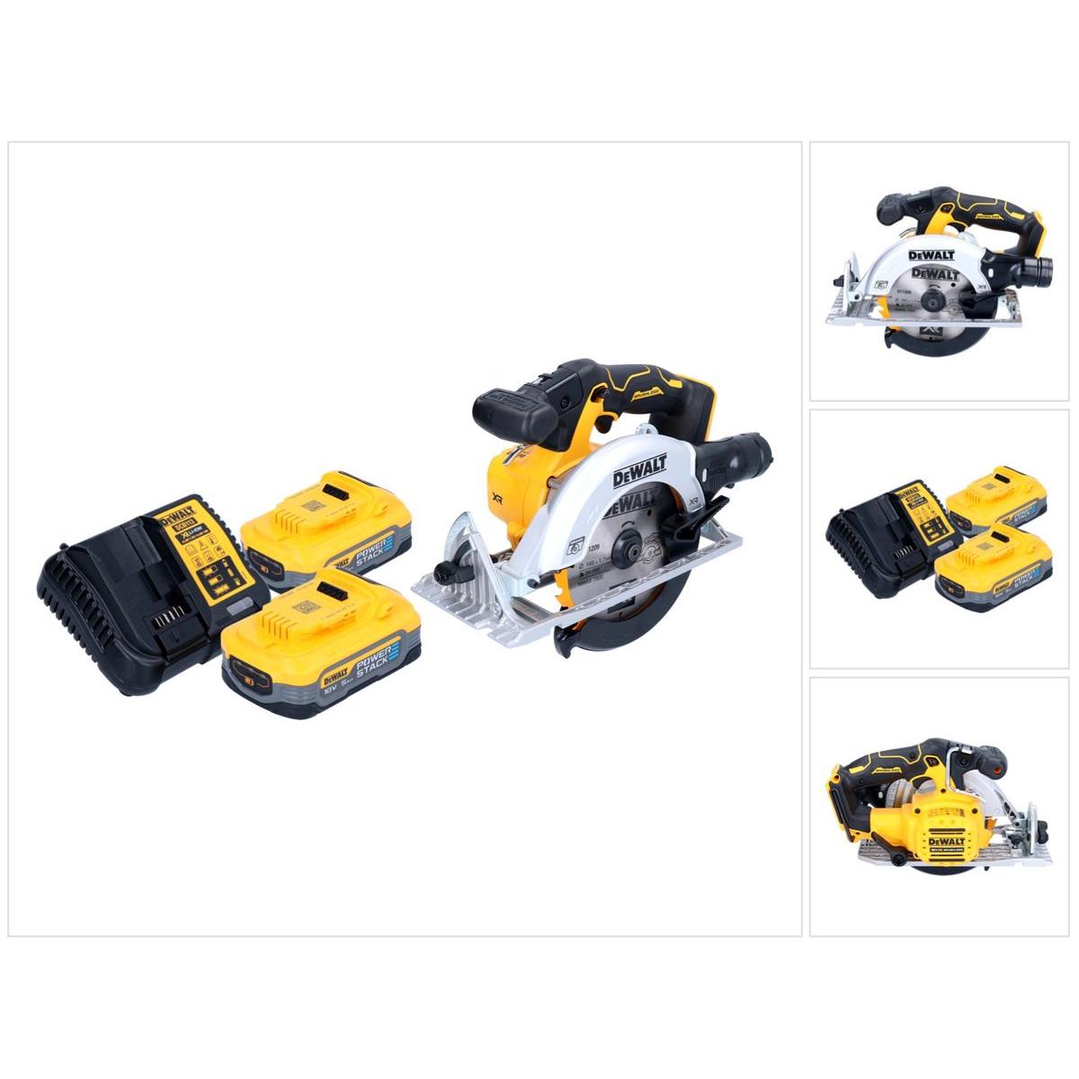 DeWalt, Handkreissäge, DCS 565 H2 Akku Handkreissäge 18 V 165 mm Brushless + 2x Powerstack Akku 5,0 Ah + Ladegerät