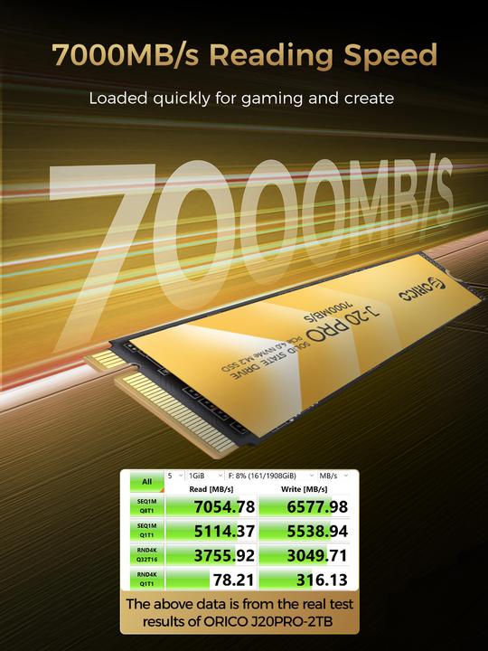 Image du produit Orico 512Go J20 M.2 NVMe 2280 R4900:W2700 (512 Go, M.2 2280)