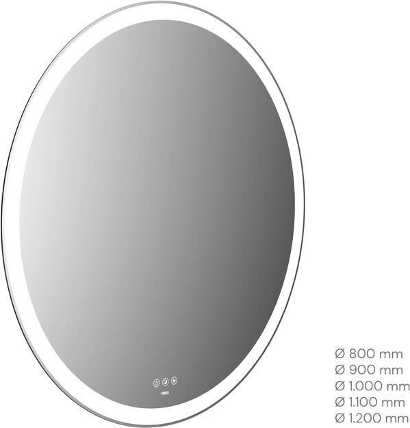 Emco MI 310+ LED-Lichtspiegel, rund, Lichtausschnitt umlaufend, Touch-Bedienfeld, 109