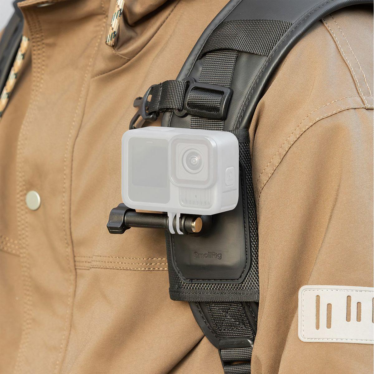 SmallRig 5721 Hook and Loop Backpack Strap Mount for Action Cameras, Accessori action cam, Nero