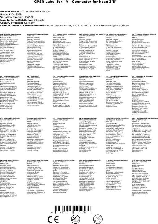 Image du produit Ich-zapfe Y - Steckverbinder für Schlauch 3/8"