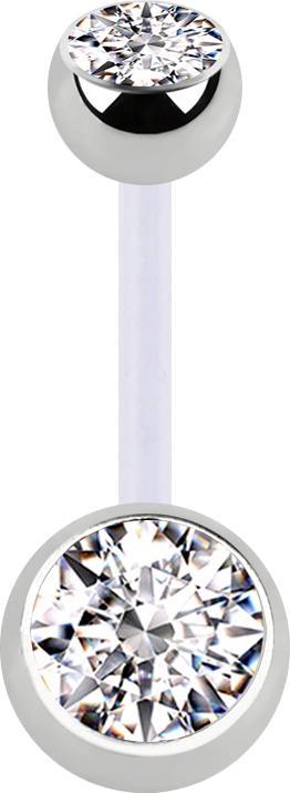 Immagine prodotto Star Piercing Banana trasparente con due sfere in cristallo argento (senza ottone, Acciaio chirurgico 316L, Materiale sintetico)