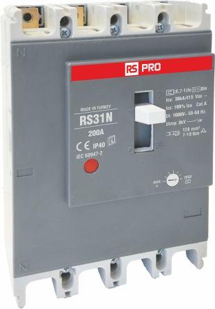 Produktbild RS PRO RS RS31N, Schutzschalter 4-polig, 200A / Ab
