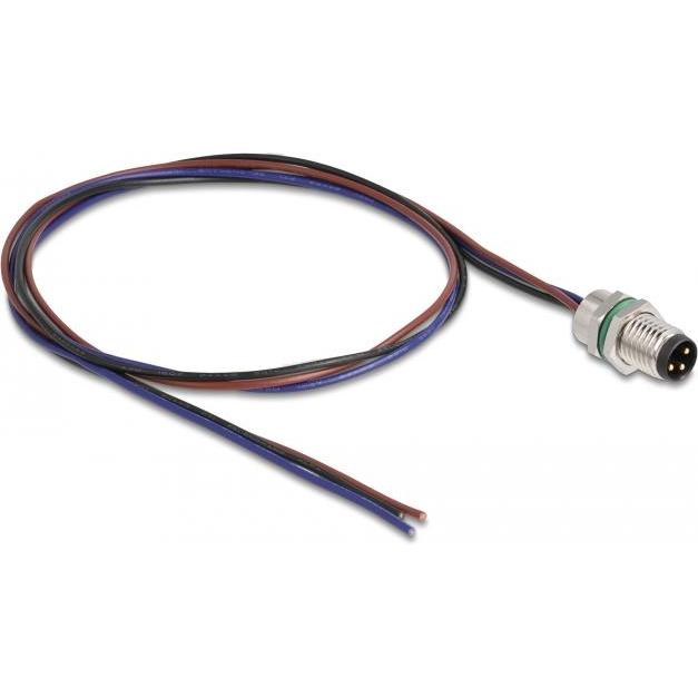 Delock M8 3 Pin Stecker für Panel mit offenen Kabeln A-kodiert 0,5 m (Netzwerkkabel), Netzwerk Zubehör