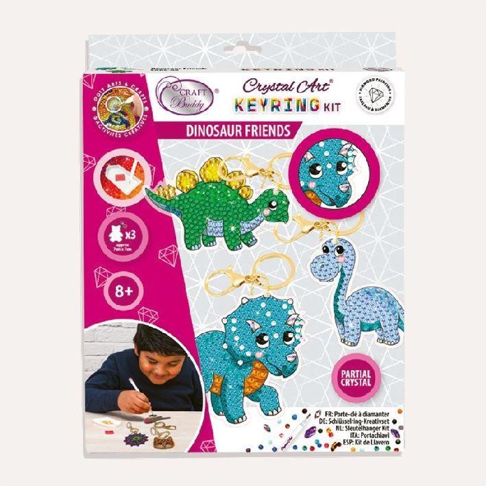 Actual product image Craft Buddy Dinosaur Friends, Crystal Art Keychain 3 pieces