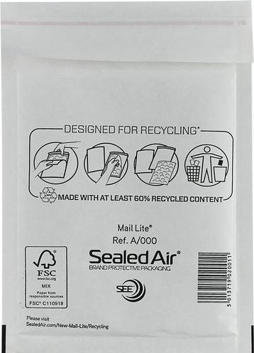 Actual product image Sealed Air Bubble envelopes A/000 without window White (100 x)
