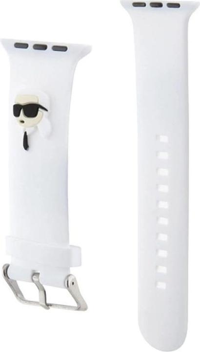 Image du produit Karl Lagerfeld Pasek KLAWMSLKNH Apple Watch 38/40/41mm biały/white strap 3D Rubber Karl Head (Acier, Silicone)