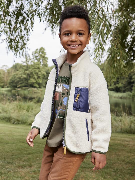 Produktbild Vertbaudet Jungen Teddyfleecejacke mit Reissverschlusstasche (116)
