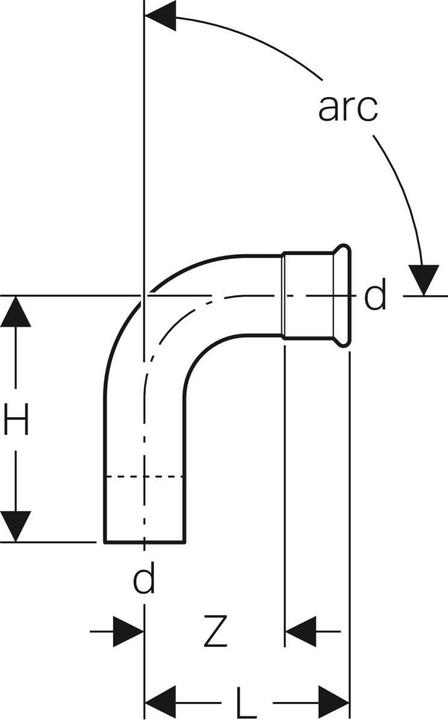 Produktbild Geberit Kolan jednokielichowe Mapress Kupfer 90° 18mm (60303) (Pressverbindung)