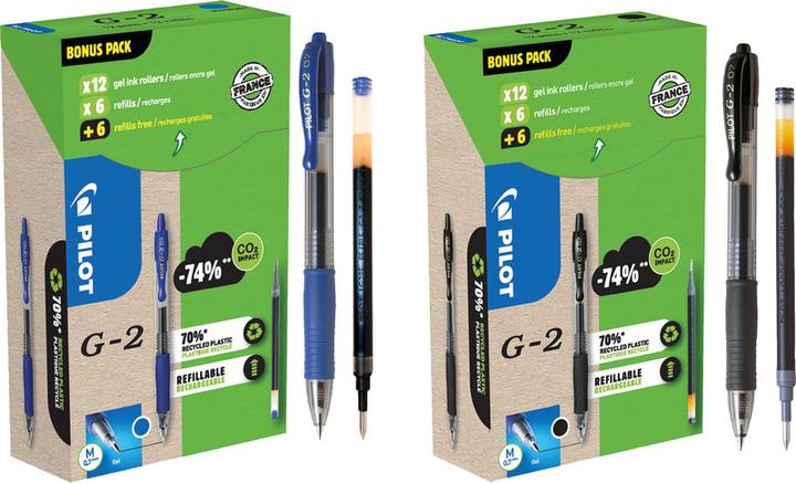 Immagine prodotto Pilot G-2 Gel Greenpack 12 penne + 12 refill Medium (Blu, 12 x)