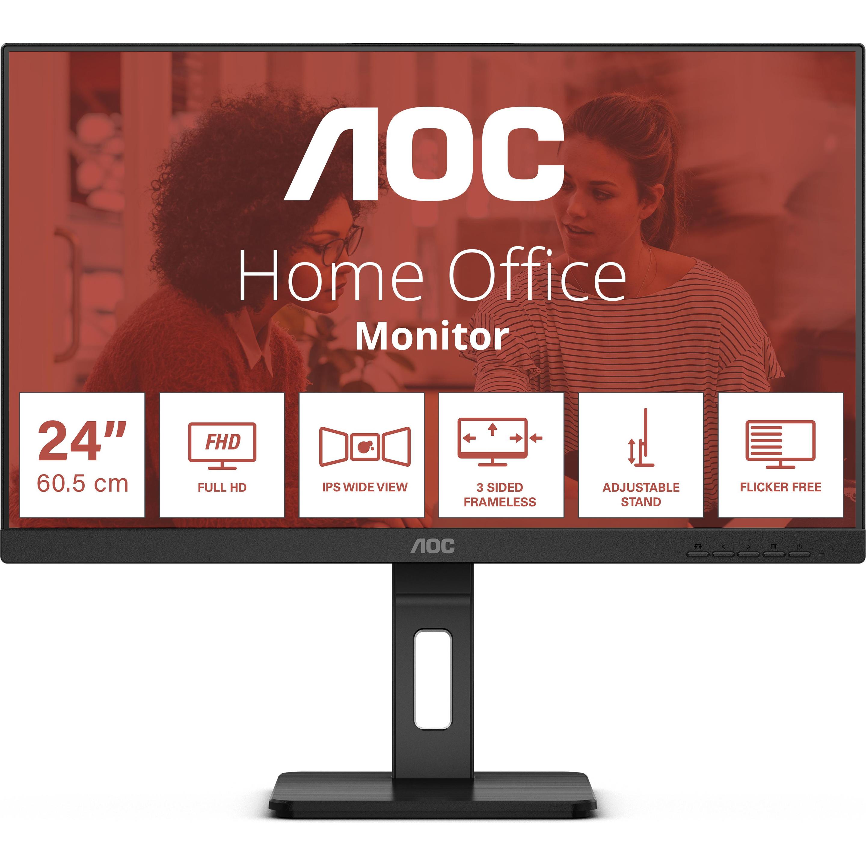 AOC 24E3QAF (1920 x 1080 Pixel, 23.80"), Monitor, Schwarz