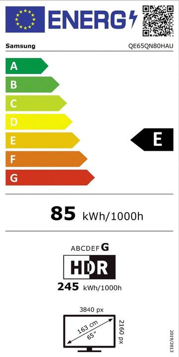 Energy Label Samsung QE65QN80HAUXXN (65", QN80H, NeoQLED, 4K, 2026, CH)