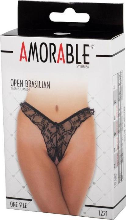 Actual product image Amorable by Rimba High-Cut Lace Panties With Open Crotch - Black (One size)