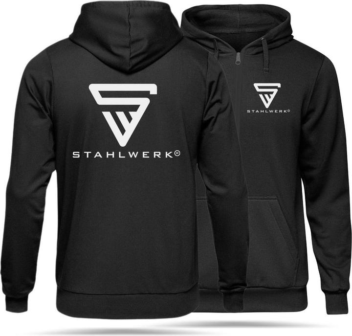Produktbild Stahlwerk Hoodie Kapuzenpullover Kapuzenpulli mit Reissverschluss in Schwarz Gr.L (L)