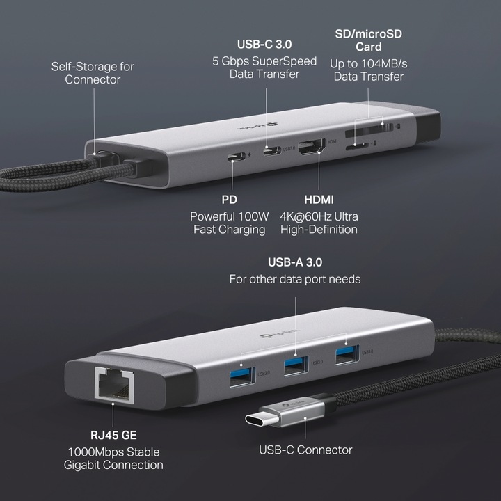 Actual product image TP-Link USB Hub USB Type-C 6-Port Hub UH9120C (USB-C, 9 Ports)