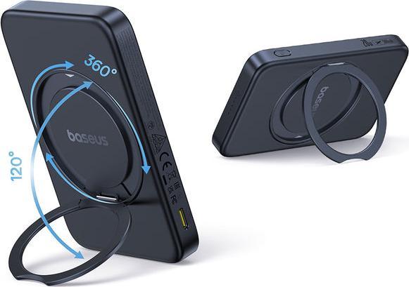 Productafbeelding Baseus magnetic powerbank with stand PicoGo Qi2 5000mAh 20W (5000 mAh, 20 W, 18.50 Wh)