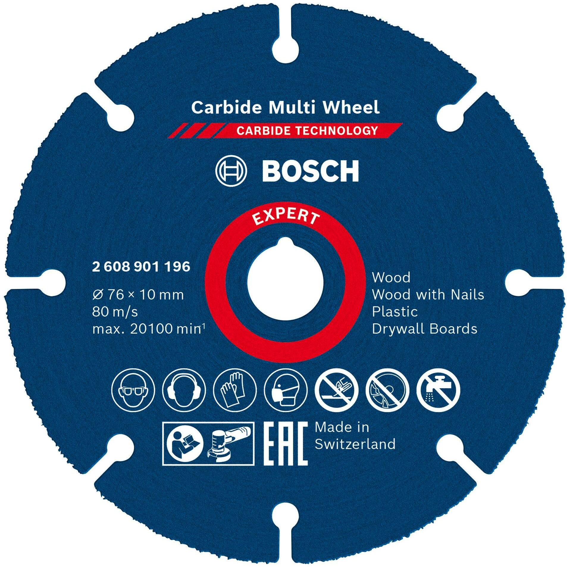 Bosch Professional Zubehör, Sägeblatt, EXPERT Carbide Multi Wheel Trennscheibe, 76 mm, 10 mm