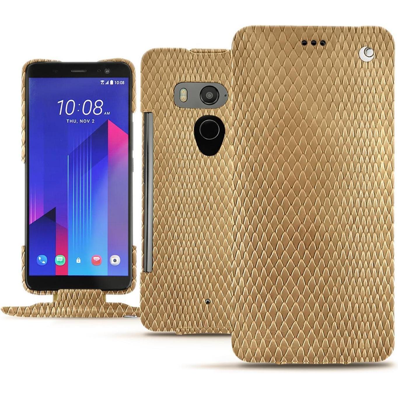 Noreve Lederschutzhülle vertikal (HTC U11+), Smartphone Hülle, Beige
