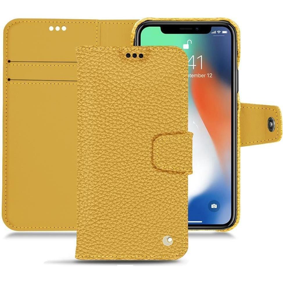 Noreve Lederschutzhülle Wallet (Apple iPhone XR), Smartphone Hülle, Orange