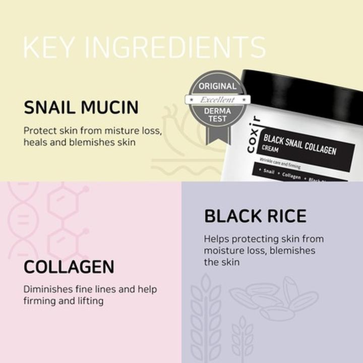 Productafbeelding Coxir Black Snail Collagen Cream 30ml with Snail Mucin and Collagen (30 ml, Gezichtstonic)