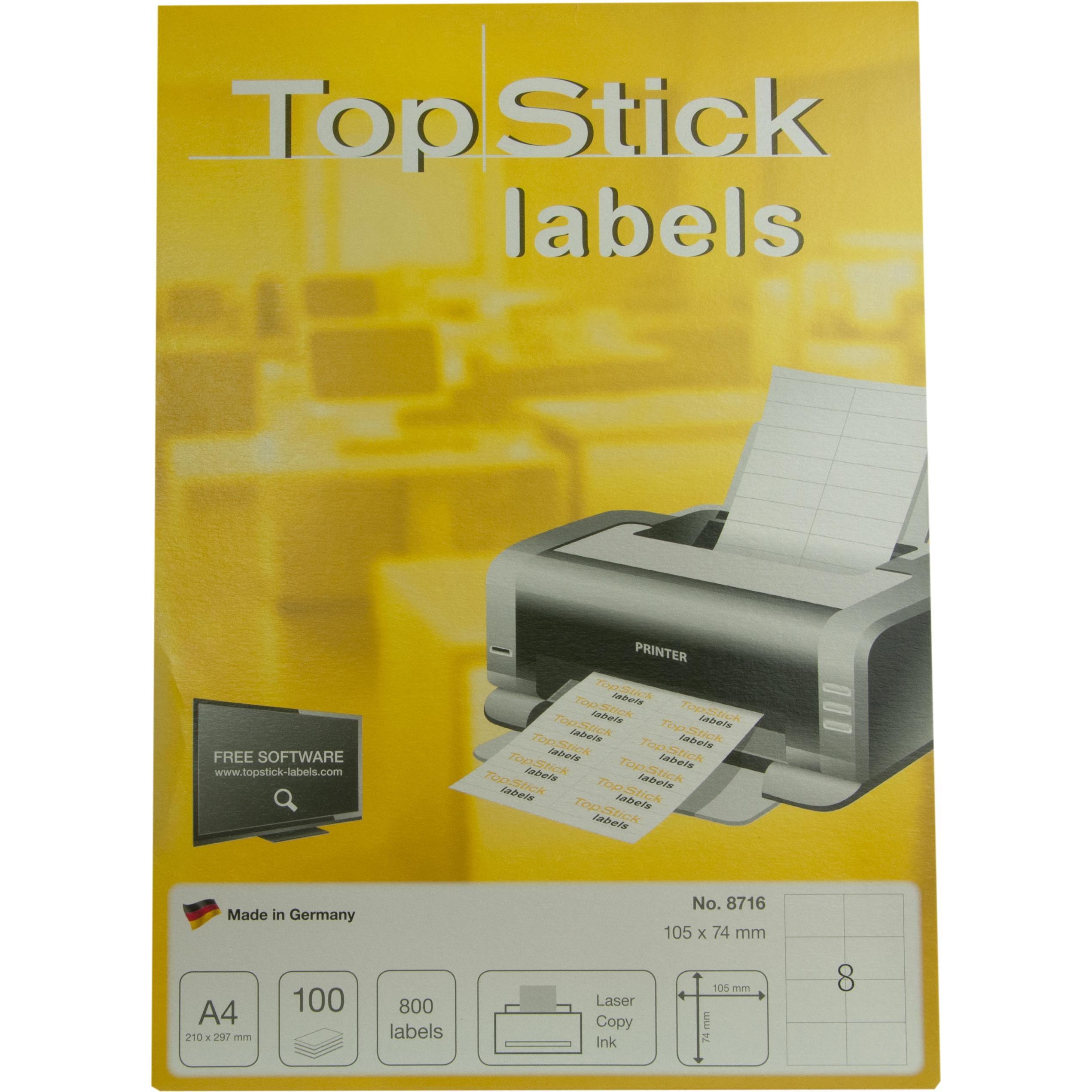 Thumbnail - TopStick, Etiketten, TOP STICK Universal-Etiketten, 105 x 74 mm, weiá, 100 Blatt