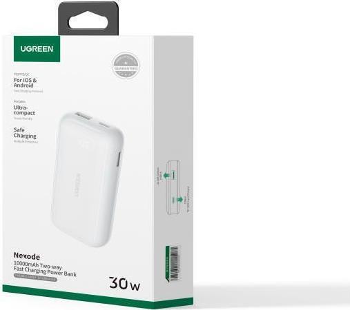 Image du produit Ugreen Power Bank 10000mAh 30W Power Delivery / Quick Charge 3.0 Λευκό (10000 mAh, 30 W, 37 Wh)