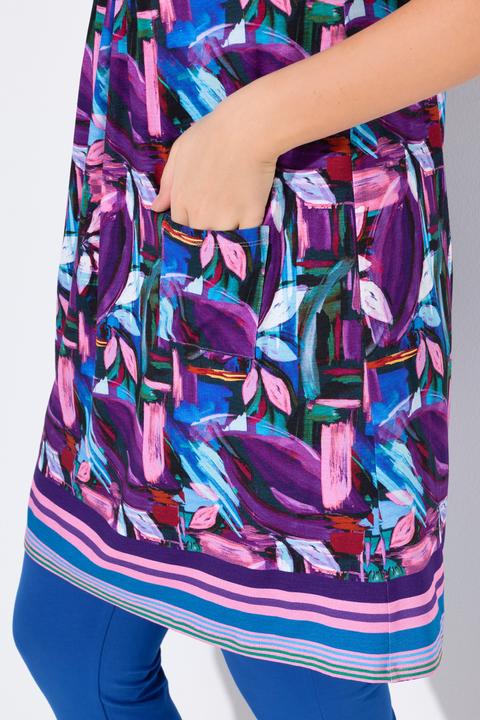 Produktbild Ulla Popken Jerseykleid, bedruckt, A-Linie, Rundhals, ärmellos (46, 48)